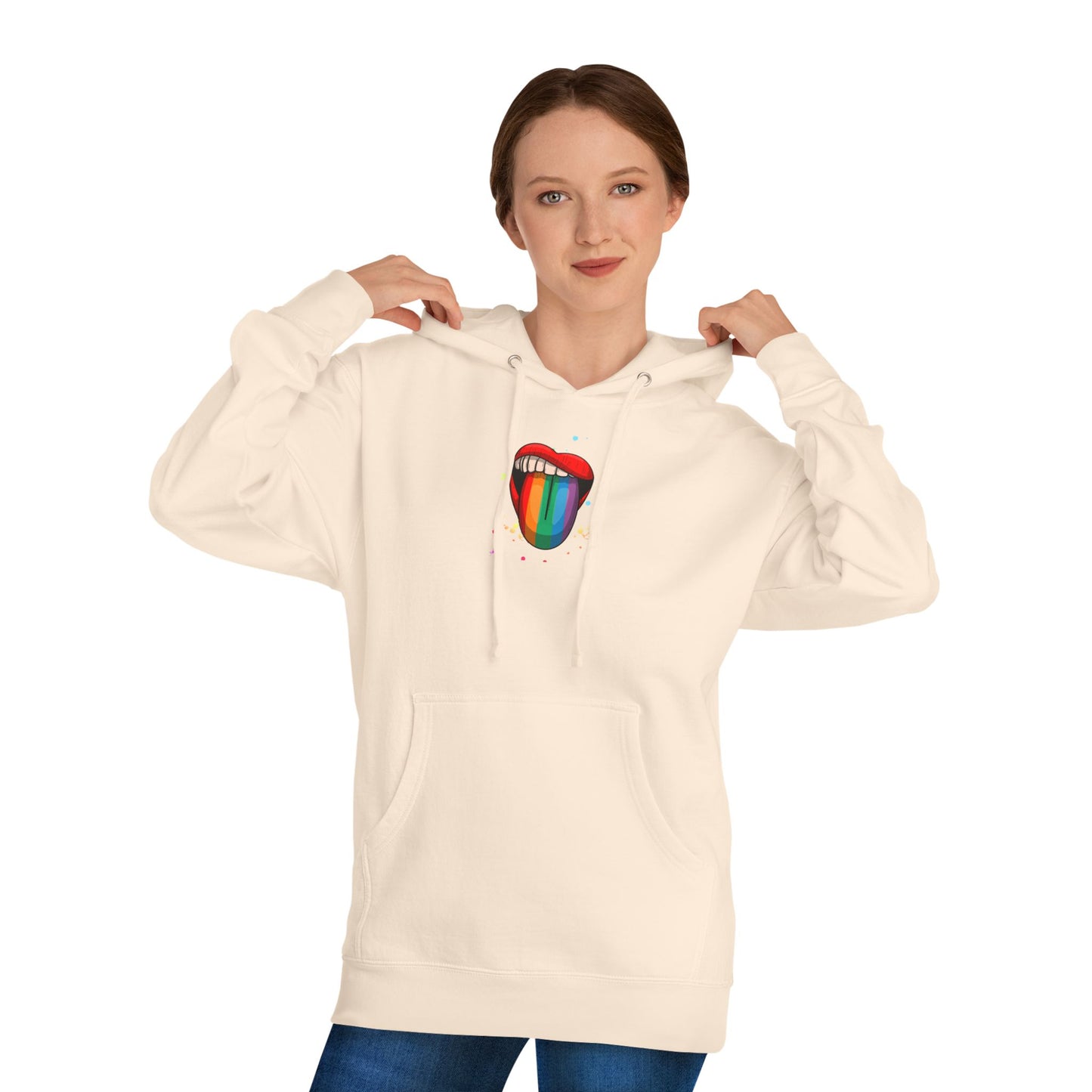 Colorful Tongue Hooded Sweatshirt - Fun Gift for Pride, Festivals, Casual Wear, LGBTQ+ Apparel, Street Style