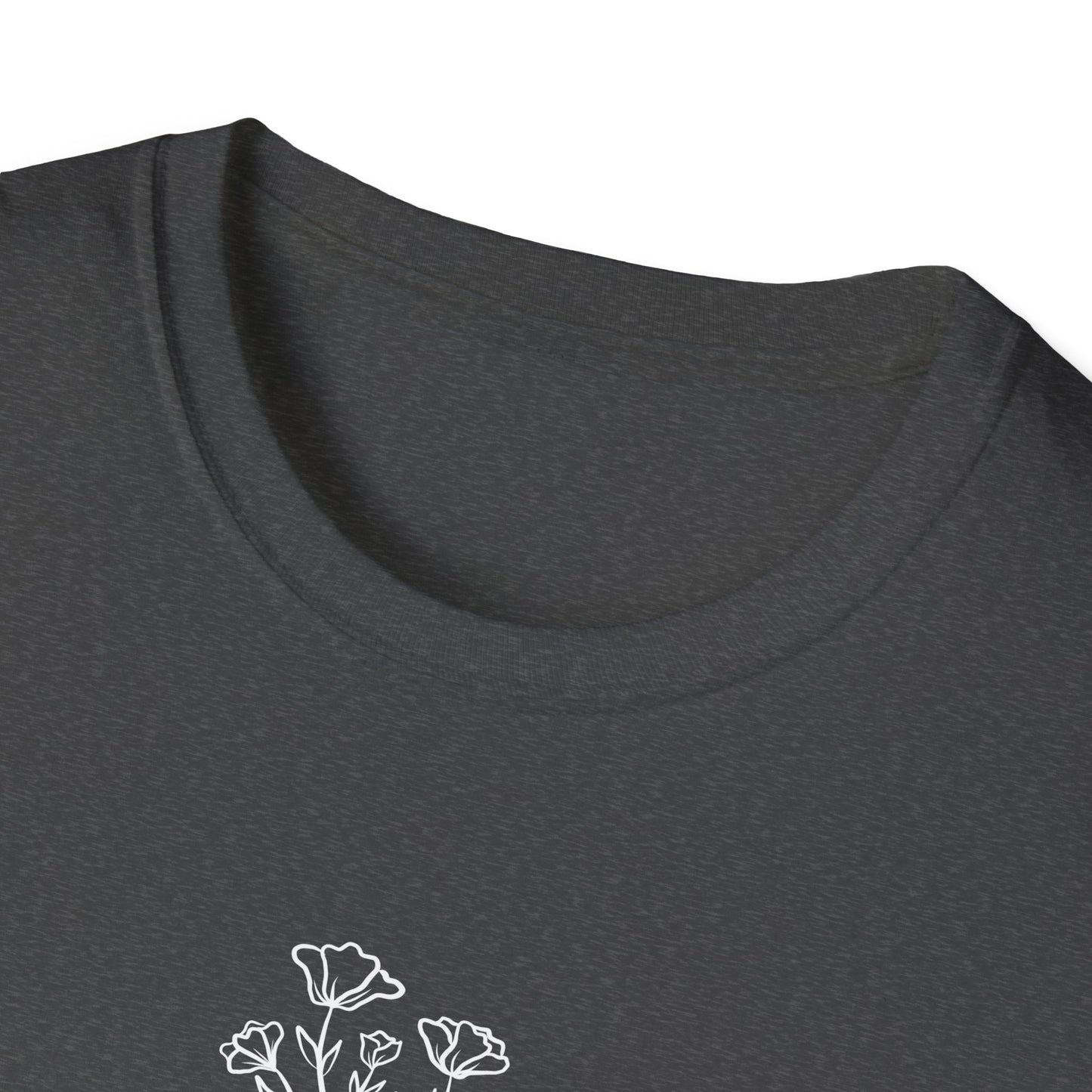 Literary Blooms Unisex Softstyle T-Shirt, Book Lover Gift, Reading Tee, Nature Graphic Shirt, Perfect for Birthdays, Book Clubs, and More