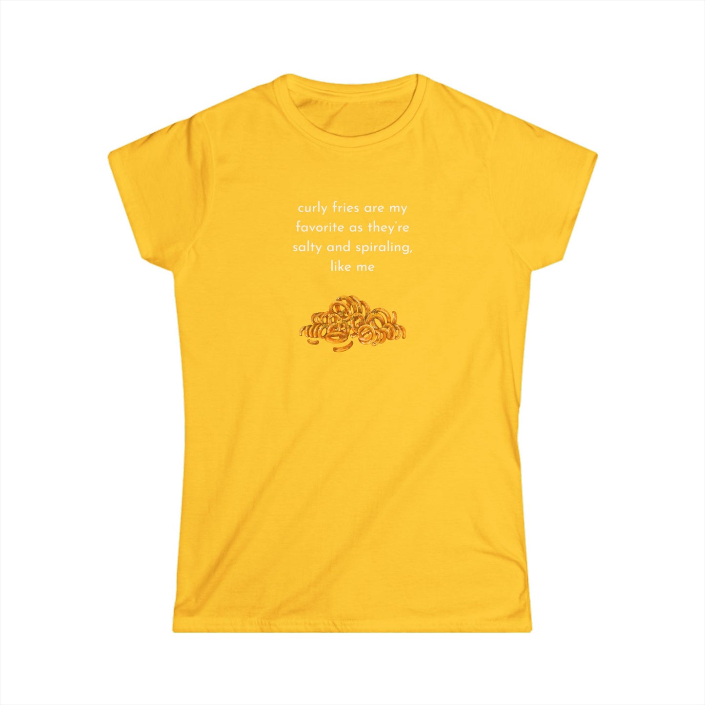 Curly Fries Lover Tee, Funny Graphic T-Shirt, Gift for Snack Lovers, Casual Wear, Perfect for Parties, Foodie Life