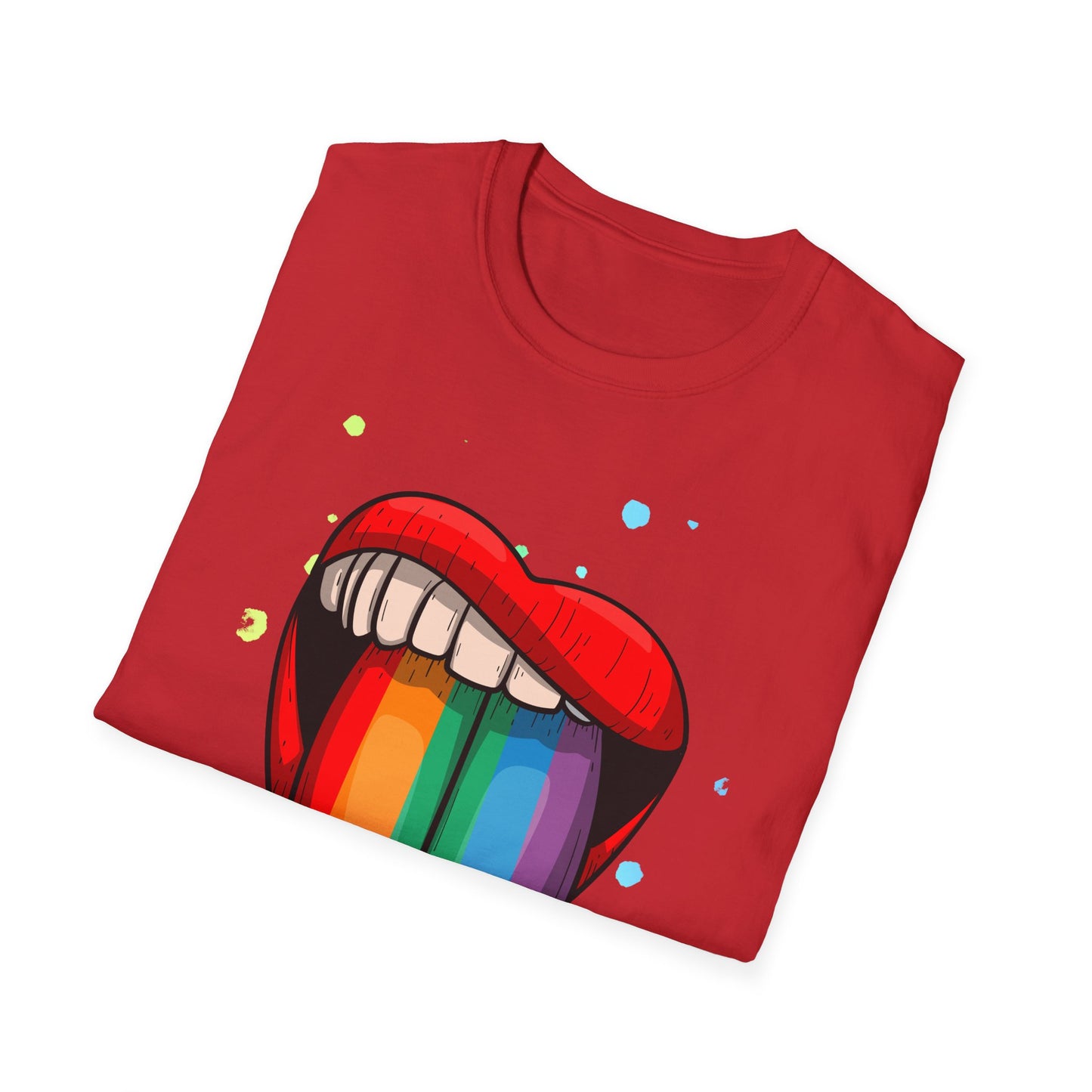 Colorful Rainbow Tongue Unisex Softstyle T-Shirt, LGBTQ Pride Apparel, Casual Wear, Street Style, Gift for Friends