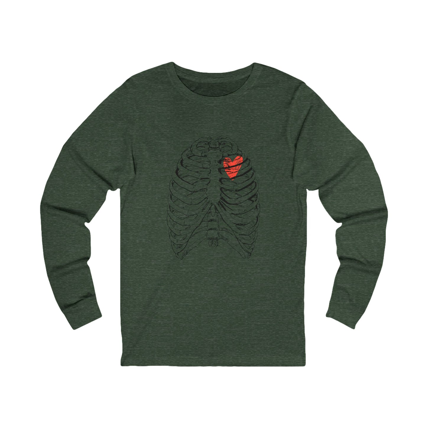 Heart-Illustrated Unisex Long Sleeve Tee - Perfect for Gift-Giving, Casual Wear, Comfortable Style, Heart Awareness, Creative Apparel