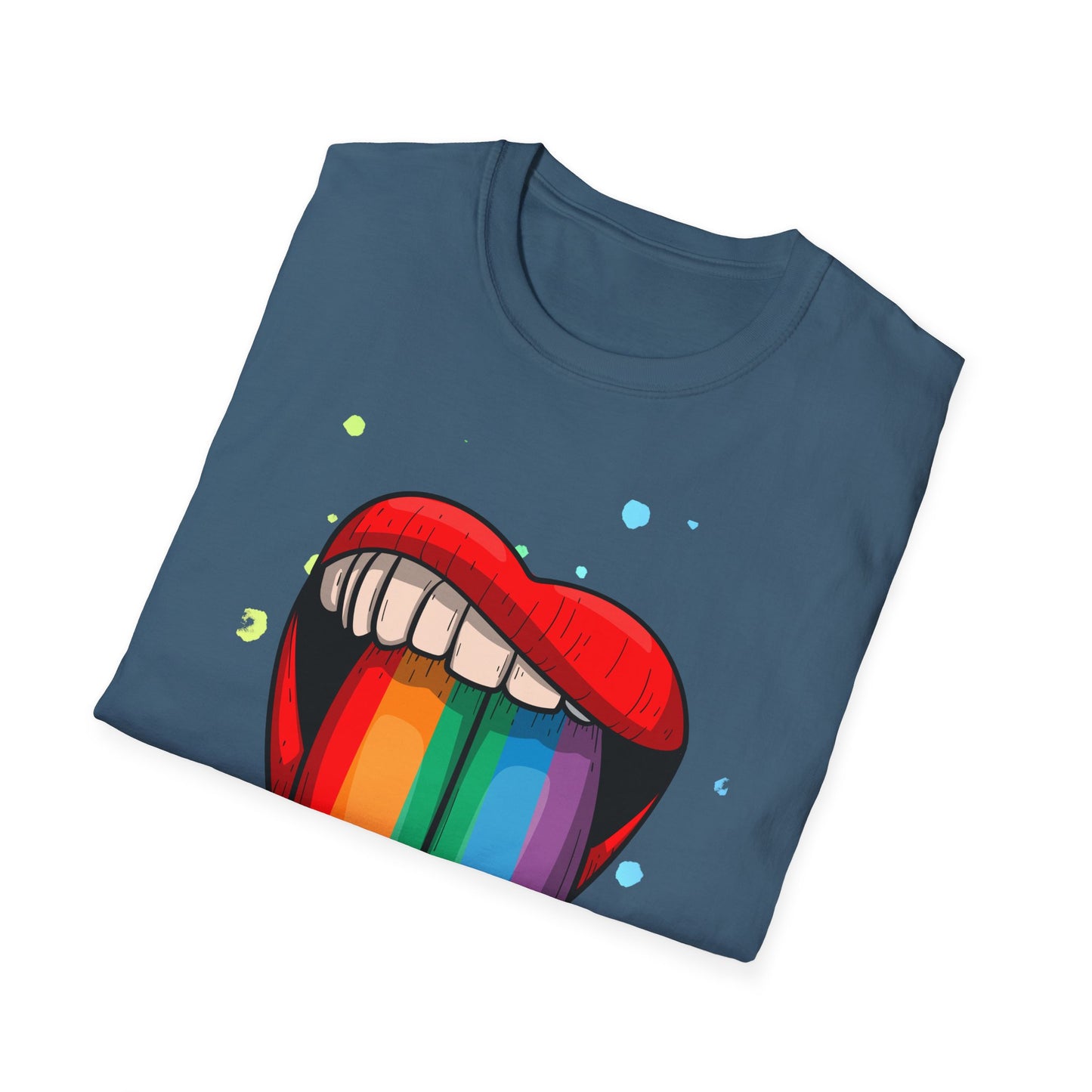 Colorful Rainbow Tongue Unisex Softstyle T-Shirt, LGBTQ Pride Apparel, Casual Wear, Street Style, Gift for Friends