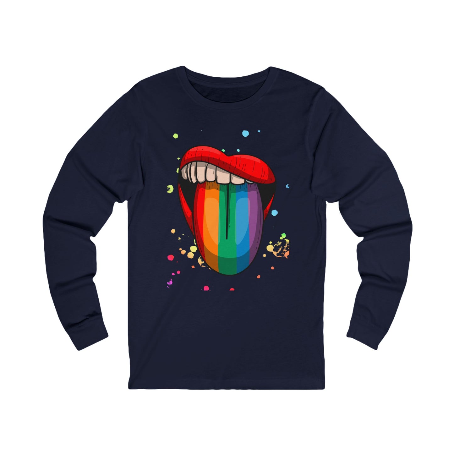Rainbow Tongue Unisex Long Sleeve Tee, LGBTQ Pride Shirt, Colorful Graphic Tee, Unique Gift, Fun Casual Wear
