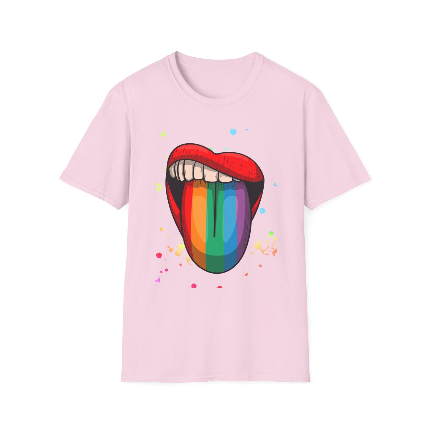 Colorful Rainbow Tongue Unisex Softstyle T-Shirt, LGBTQ Pride Apparel, Casual Wear, Street Style, Gift for Friends