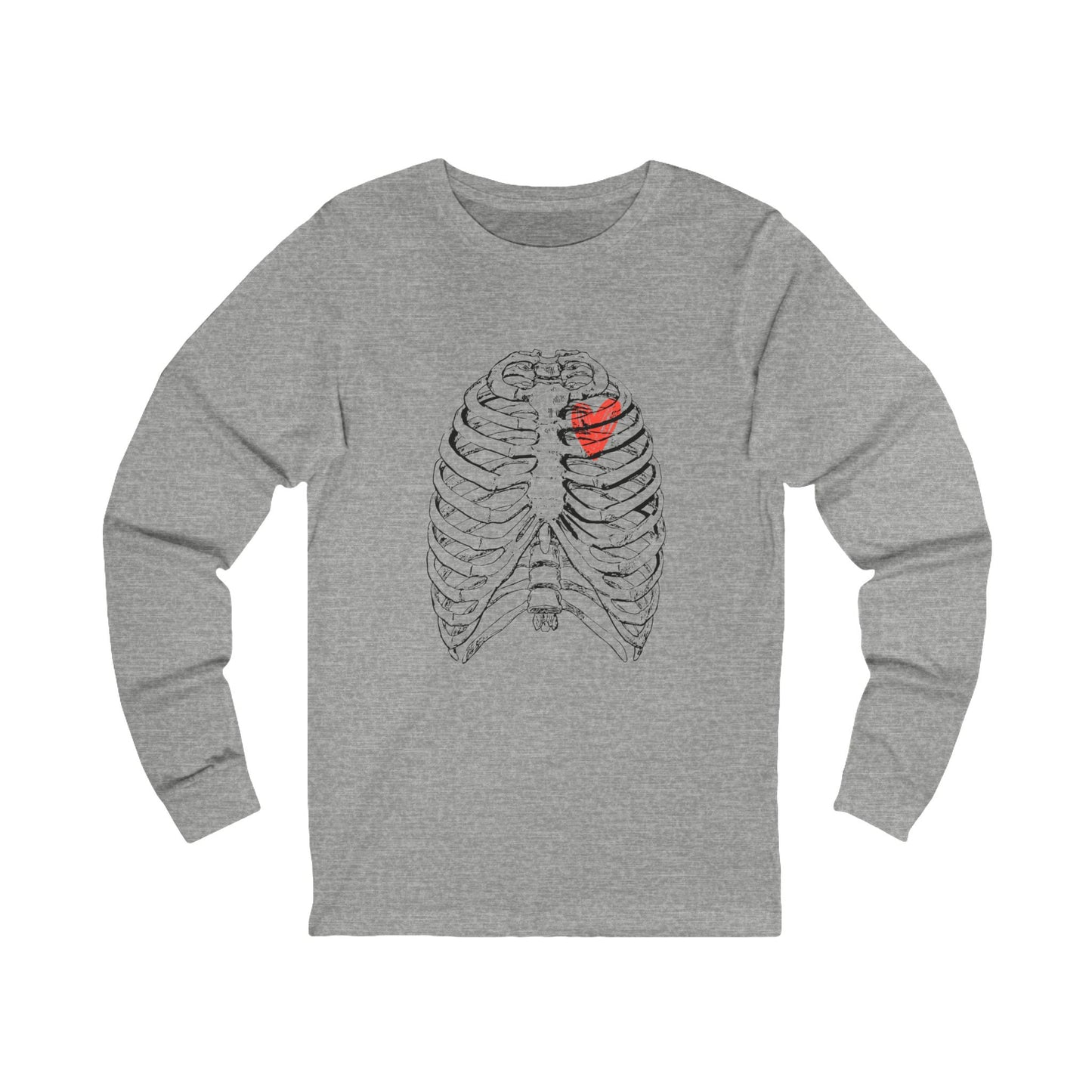 Heart-Illustrated Unisex Long Sleeve Tee - Perfect for Gift-Giving, Casual Wear, Comfortable Style, Heart Awareness, Creative Apparel
