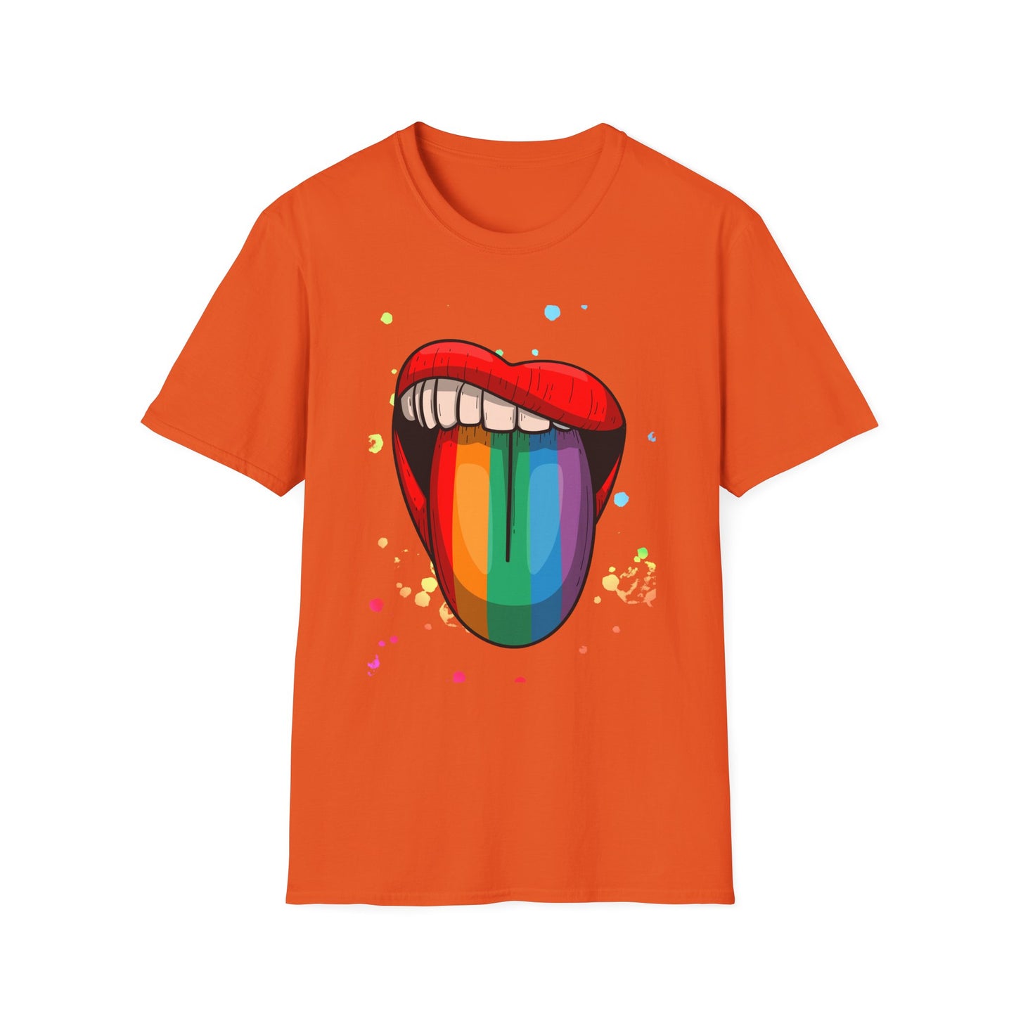 Colorful Rainbow Tongue Unisex Softstyle T-Shirt, LGBTQ Pride Apparel, Casual Wear, Street Style, Gift for Friends