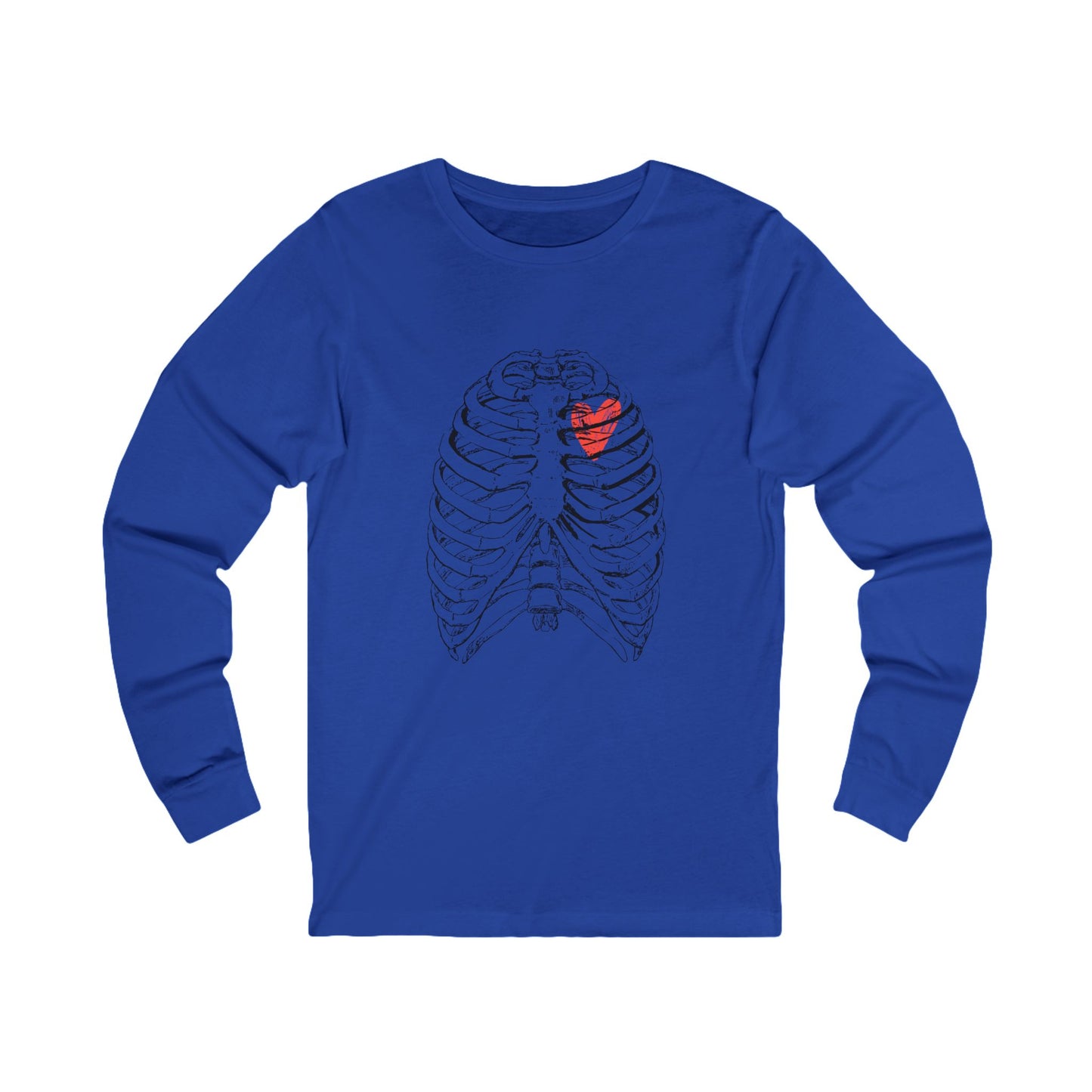 Heart-Illustrated Unisex Long Sleeve Tee - Perfect for Gift-Giving, Casual Wear, Comfortable Style, Heart Awareness, Creative Apparel