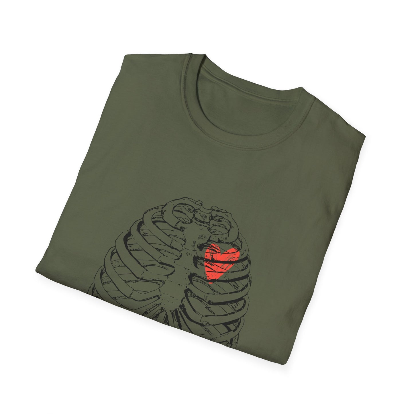 Heart in Ribcage Unisex Softstyle T-Shirt, Anatomy Tee, Heartbeat Shirt, Science Lover Gift, Unique Graphic Tee